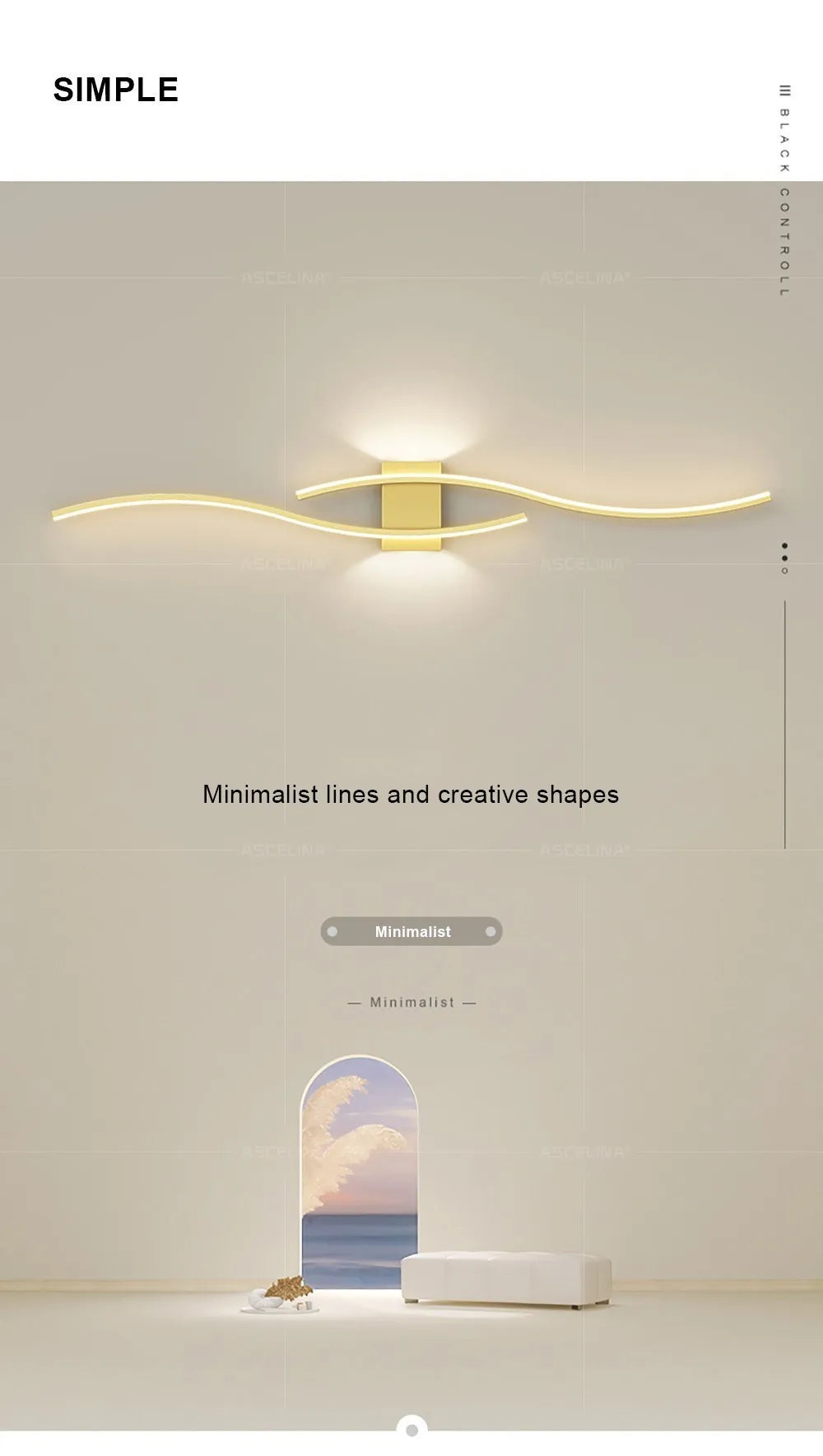 DARHYN Minimalist LED Strip Wall Lamp - Smart Dimmable Modern Wall Light