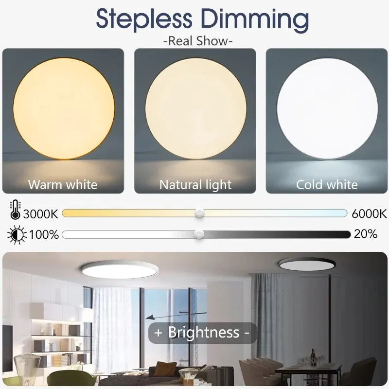 Smart LED Ceiling Light - Modern Dimmable with Remote Control