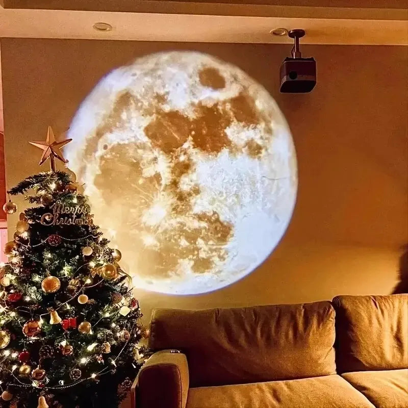 USB Moon & Earth Projection Night Light - Ceiling Atmosphere Projector
