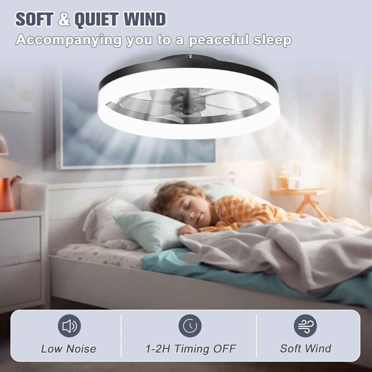 Simple LED Ceiling Fan Light Remote Control with Infinite Dimming 6 Levels of Wind Speed Living Room Bedroom chandelier fan