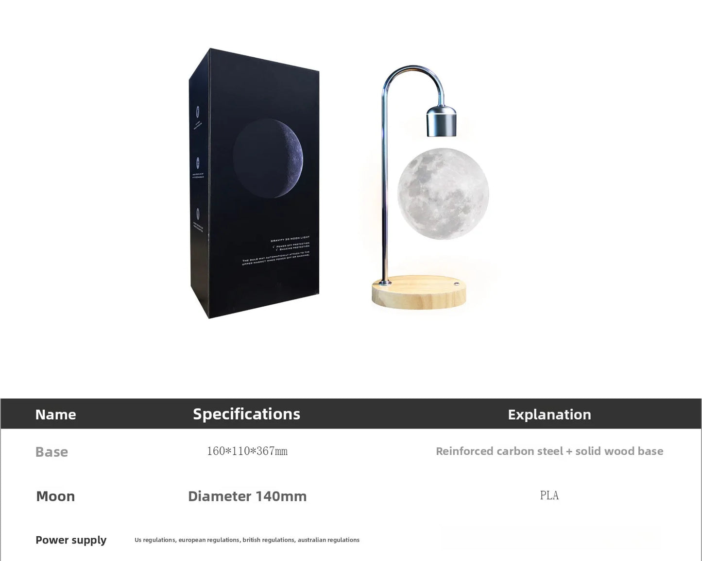 Magnetic Floating Moon Lamp | 3-Color LED Night Light