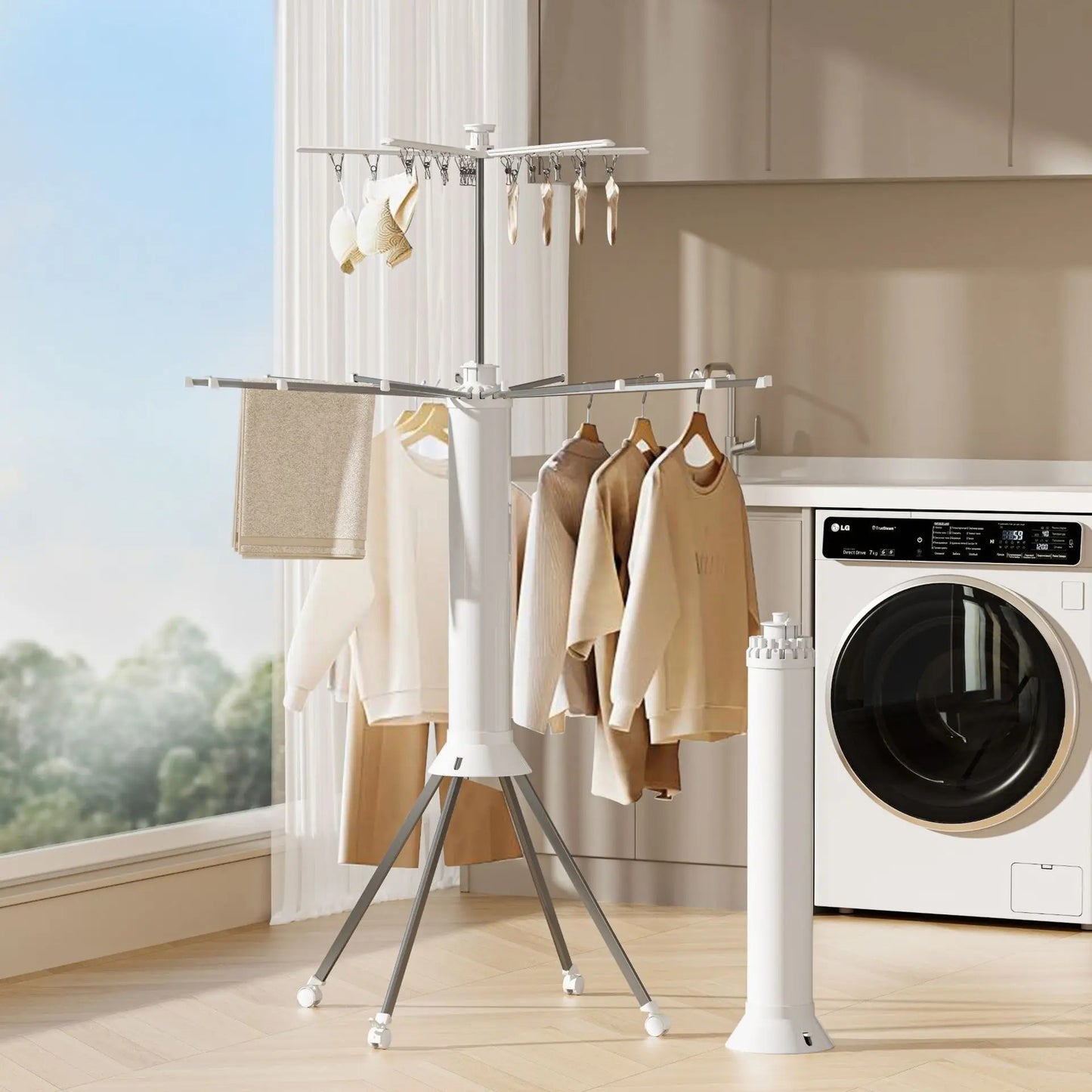 Foldable Octopus Clothes Drying Rack - Portable Rotating Laundry Dryer
