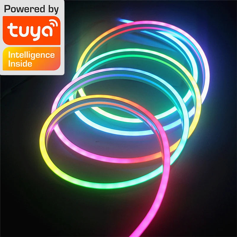TUYA Smart RGBIC Neon LED Strip Lights | Music Sync | App & Voice Control | IP65 Waterproof