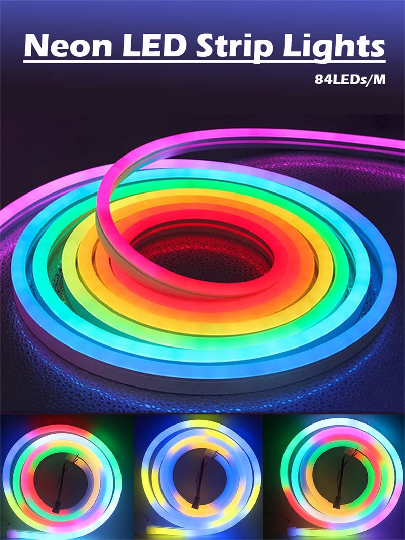 TUYA Smart RGBIC Neon LED Strip Lights | Music Sync | App & Voice Control | IP65 Waterproof