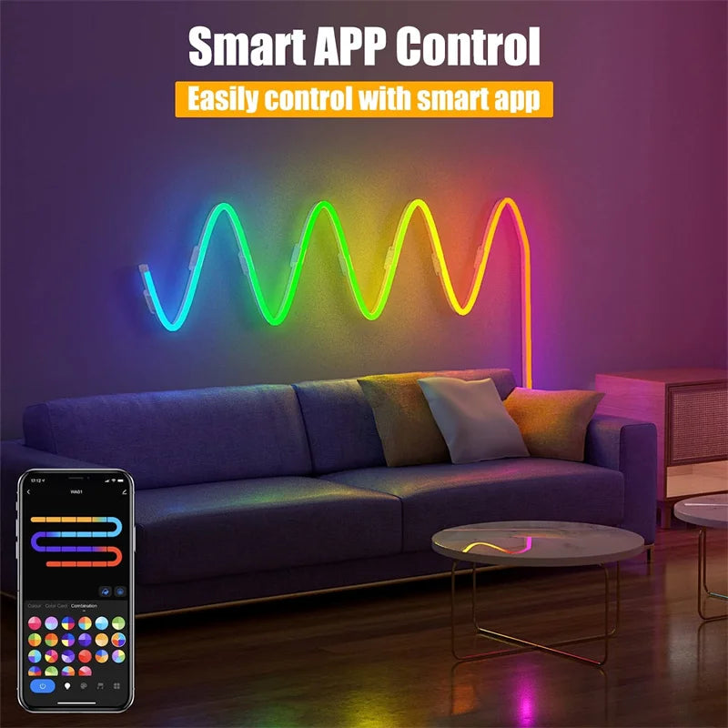 TUYA Smart RGBIC Neon LED Strip Lights | Music Sync | App & Voice Control | IP65 Waterproof