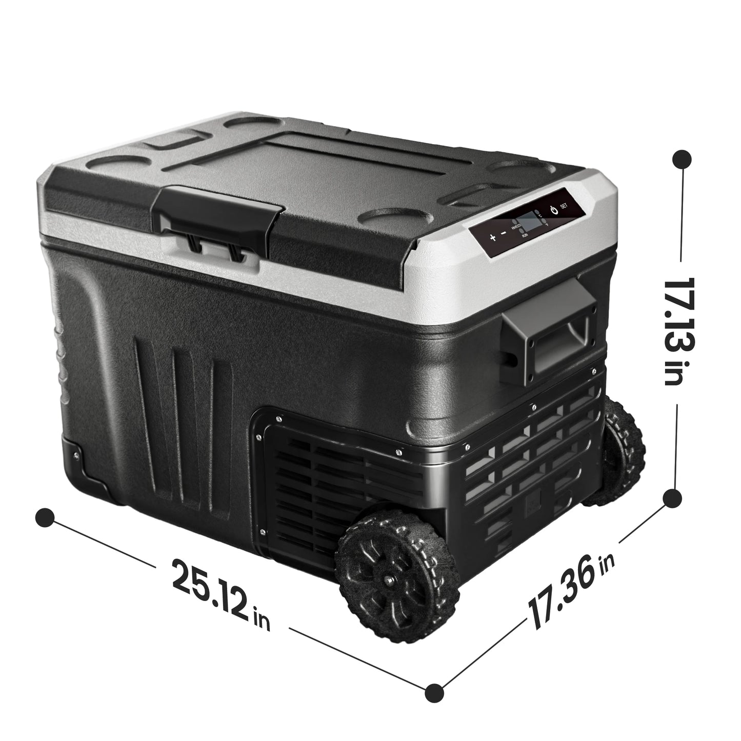 SIMZLIFE 35L Car Portable Freezer 12V Refrigerator Cooler 12V/24V DC Fridge with Wheels 2 Baskets for Travel Truck Boat Camping