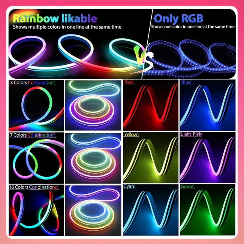 TUYA Smart RGBIC Neon LED Strip Lights | Music Sync | App & Voice Control | IP65 Waterproof