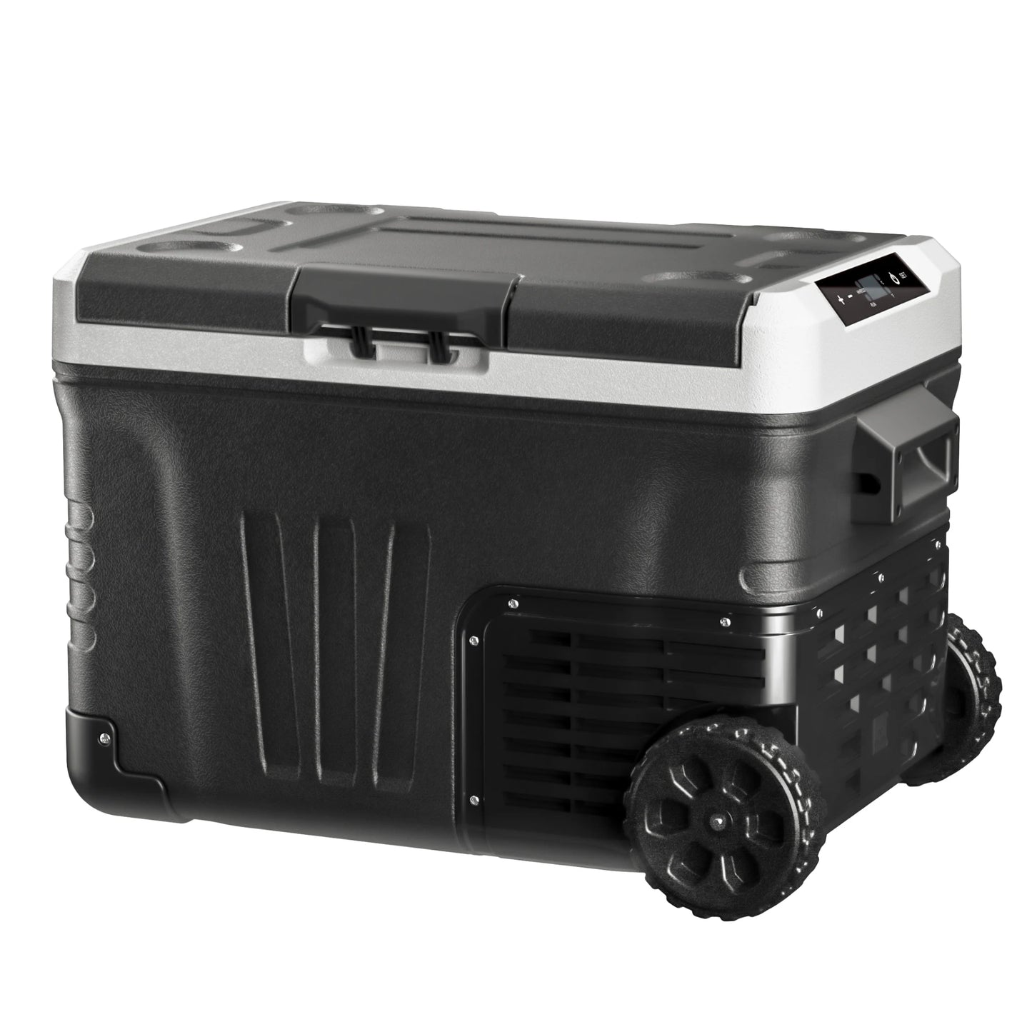 SIMZLIFE 35L Car Portable Freezer 12V Refrigerator Cooler 12V/24V DC Fridge with Wheels 2 Baskets for Travel Truck Boat Camping