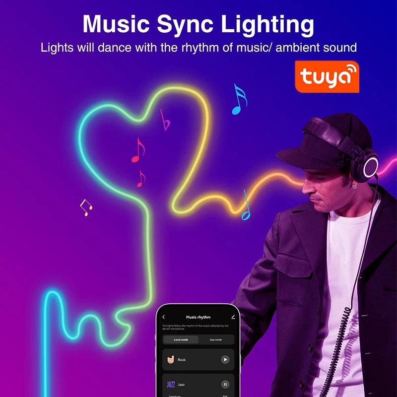 TUYA Smart RGBIC Neon LED Strip Lights | Music Sync | App & Voice Control | IP65 Waterproof
