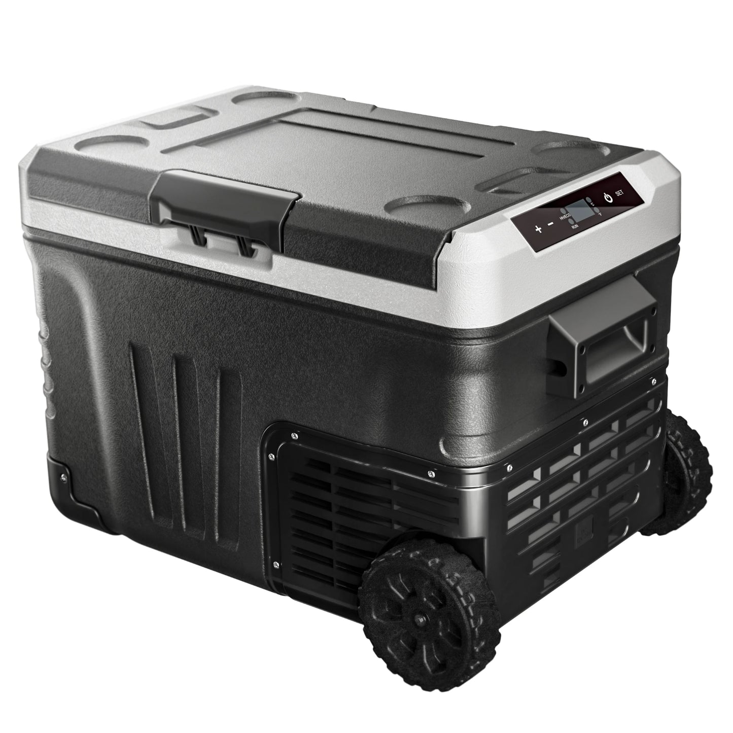 SIMZLIFE 35L Car Portable Freezer 12V Refrigerator Cooler 12V/24V DC Fridge with Wheels 2 Baskets for Travel Truck Boat Camping