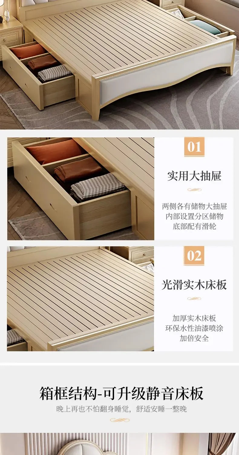 Design Double Bed Frame Sale Wooden Adult Modern Bases Bed Frames Bedroom Headboards Muebles De Dormitorio Home Furniture