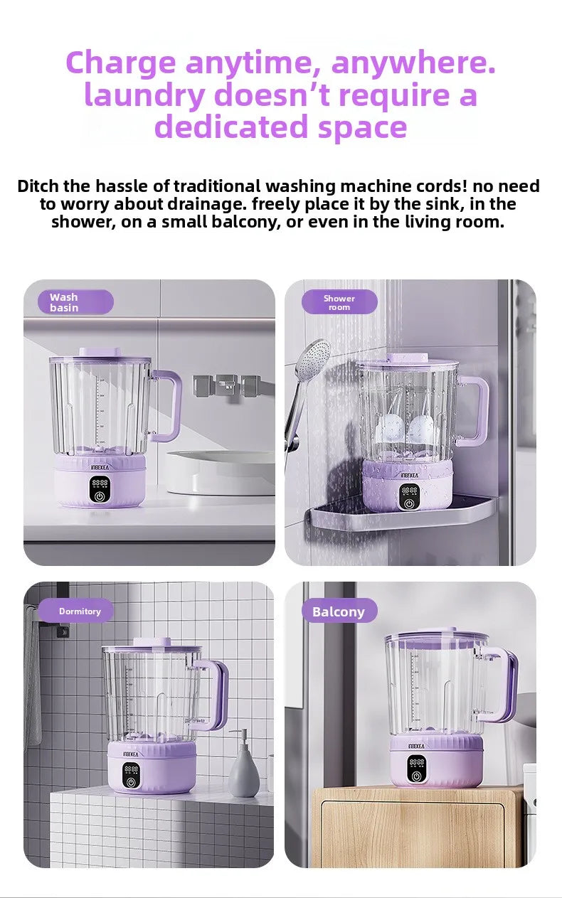 Mini Power Washer 7000 mAh USB Rechargeable for Travel Socks Underwear Underwear Wireless Portable Clothes Washing Cup 2.5L