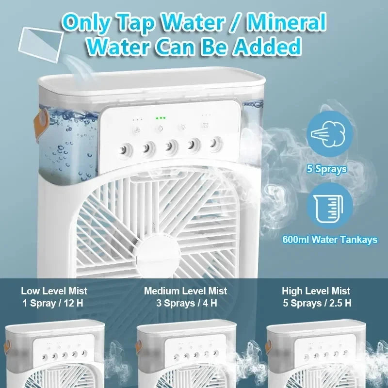 3-in-1 Portable Air Cooler - Mini Fan, Humidifier & LED Night Light