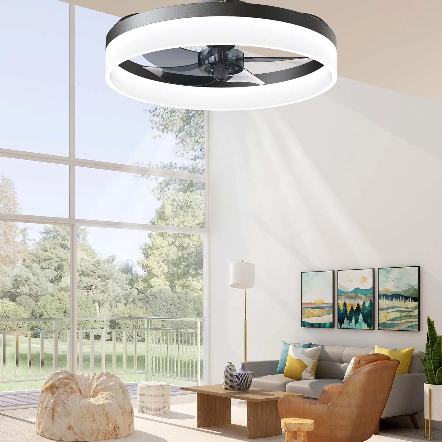 Simple LED Ceiling Fan Light Remote Control with Infinite Dimming 6 Levels of Wind Speed Living Room Bedroom chandelier fan