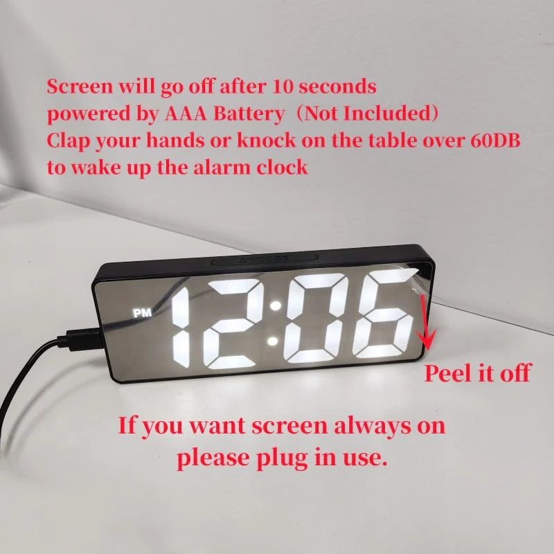 NieNie Digital LED Alarm Clock - Voice Control with Temperature Display