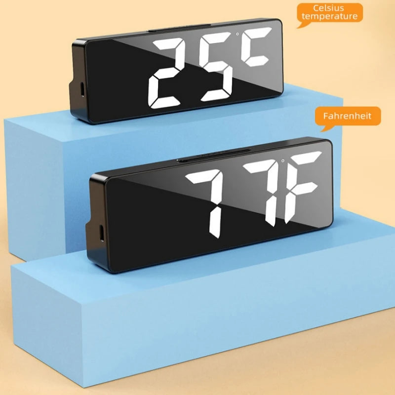 NieNie Digital LED Alarm Clock - Voice Control with Temperature Display