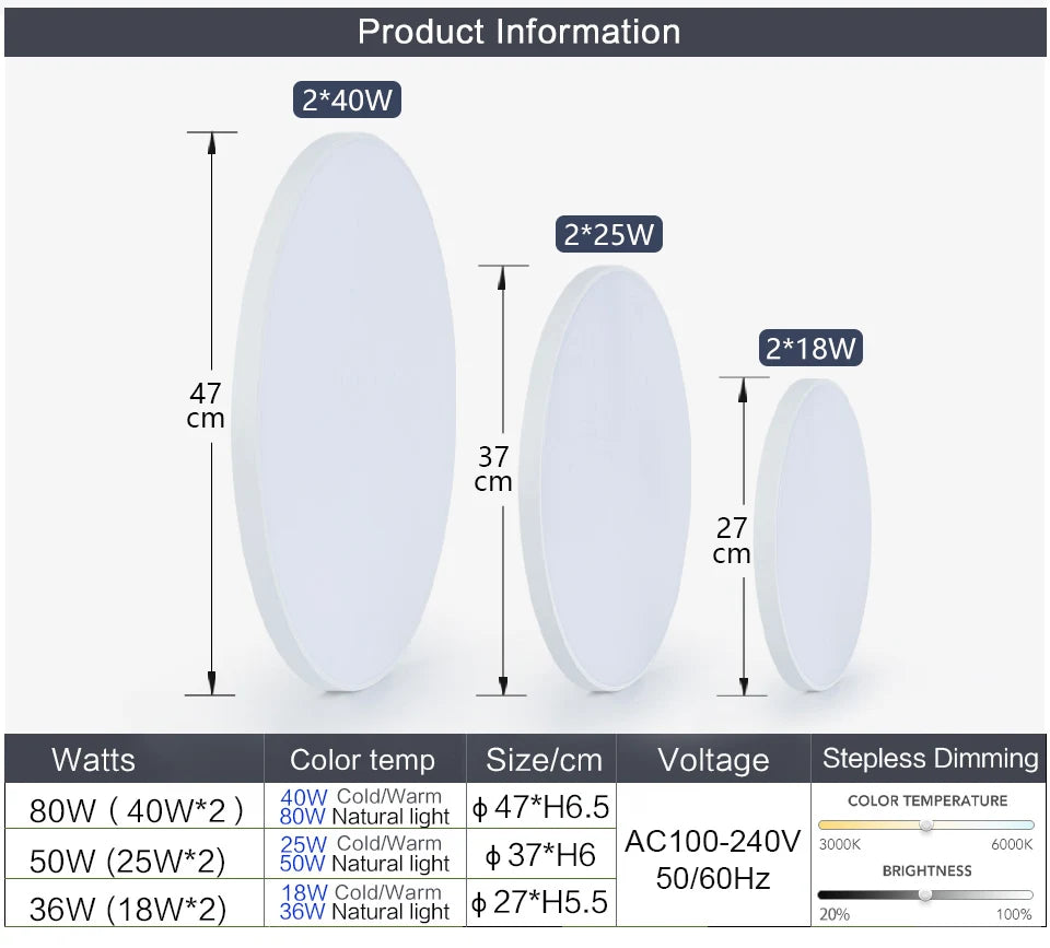 Smart LED Ceiling Light - Modern Dimmable with Remote Control