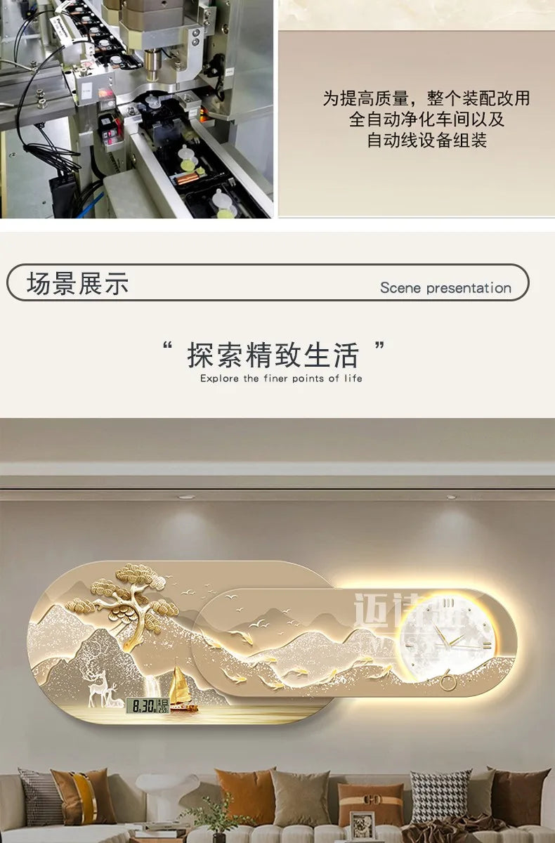 Unique Minimalist Wall Clock Night Light Unique Design Oversized Usa European Wall Clock Kitchen Modern Metal Horloge Decor