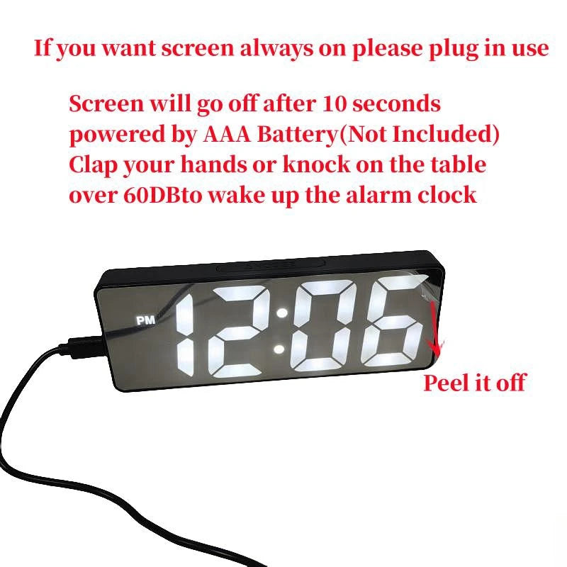 NieNie Digital LED Alarm Clock - Voice Control with Temperature Display