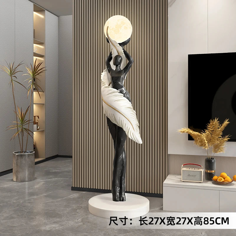 Home Decor Abstract Girl Statues Floor Decor Living Room Large Welcome Sculptures Artistic Ornaments Housewarming Gift Figurines