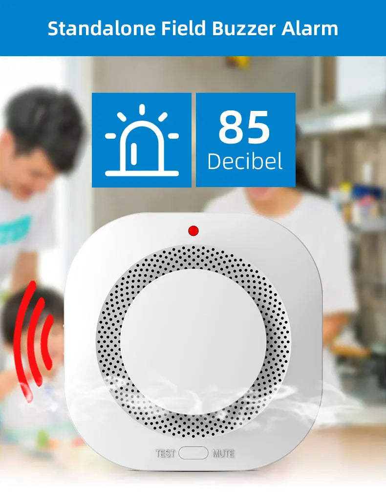 Smart Wireless Smoke Detector - Fire Alarm with 85dB Alert