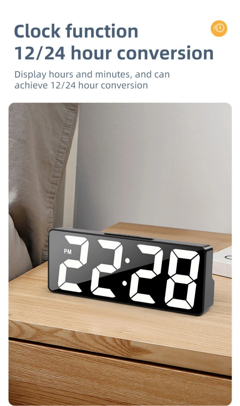 NieNie Digital LED Alarm Clock - Voice Control with Temperature Display
