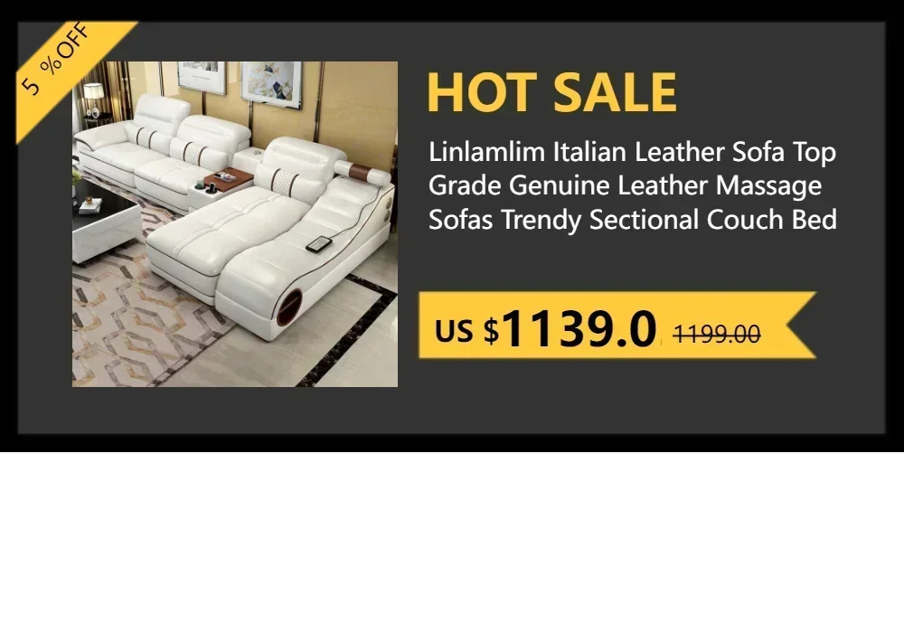 Premium Italian Genuine Leather Sectional Sofa Sets Couch Sofas with USB and Bluetooth Speaker - MANBAS Living Room Furniture