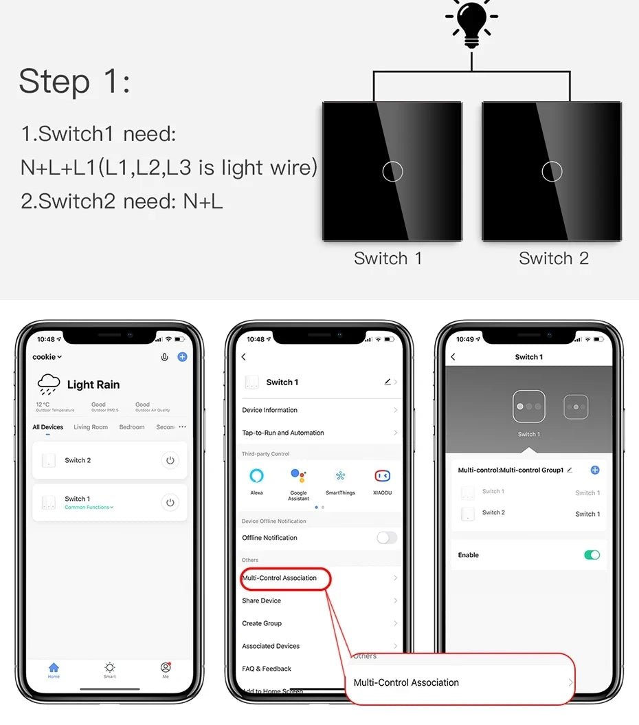 BSEED  Wifi 1/2/3Gang Light Switches Touch Sensor Glass Switch Tuya Smart Life Alexa Control Plus EU Sockets Need Neutral Wire