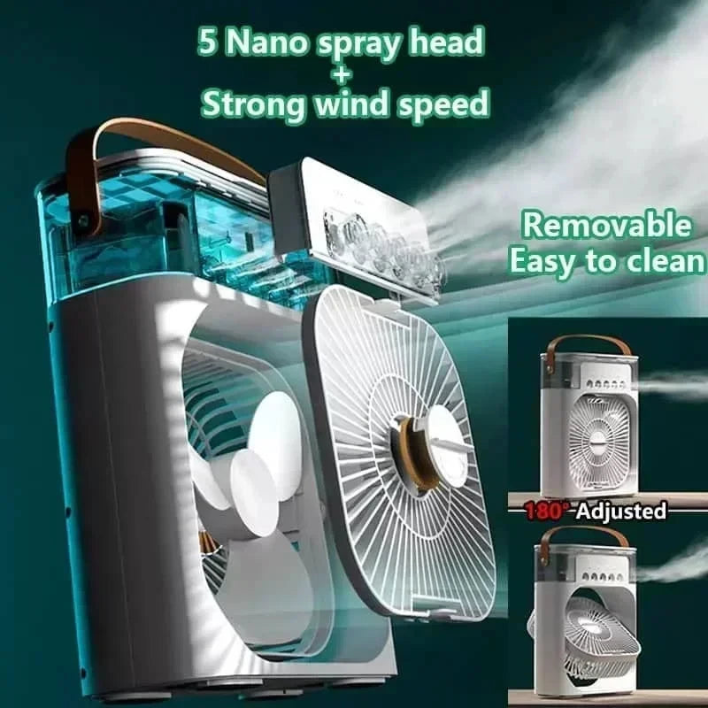 3-in-1 Portable Air Cooler - Mini Fan, Humidifier & LED Night Light