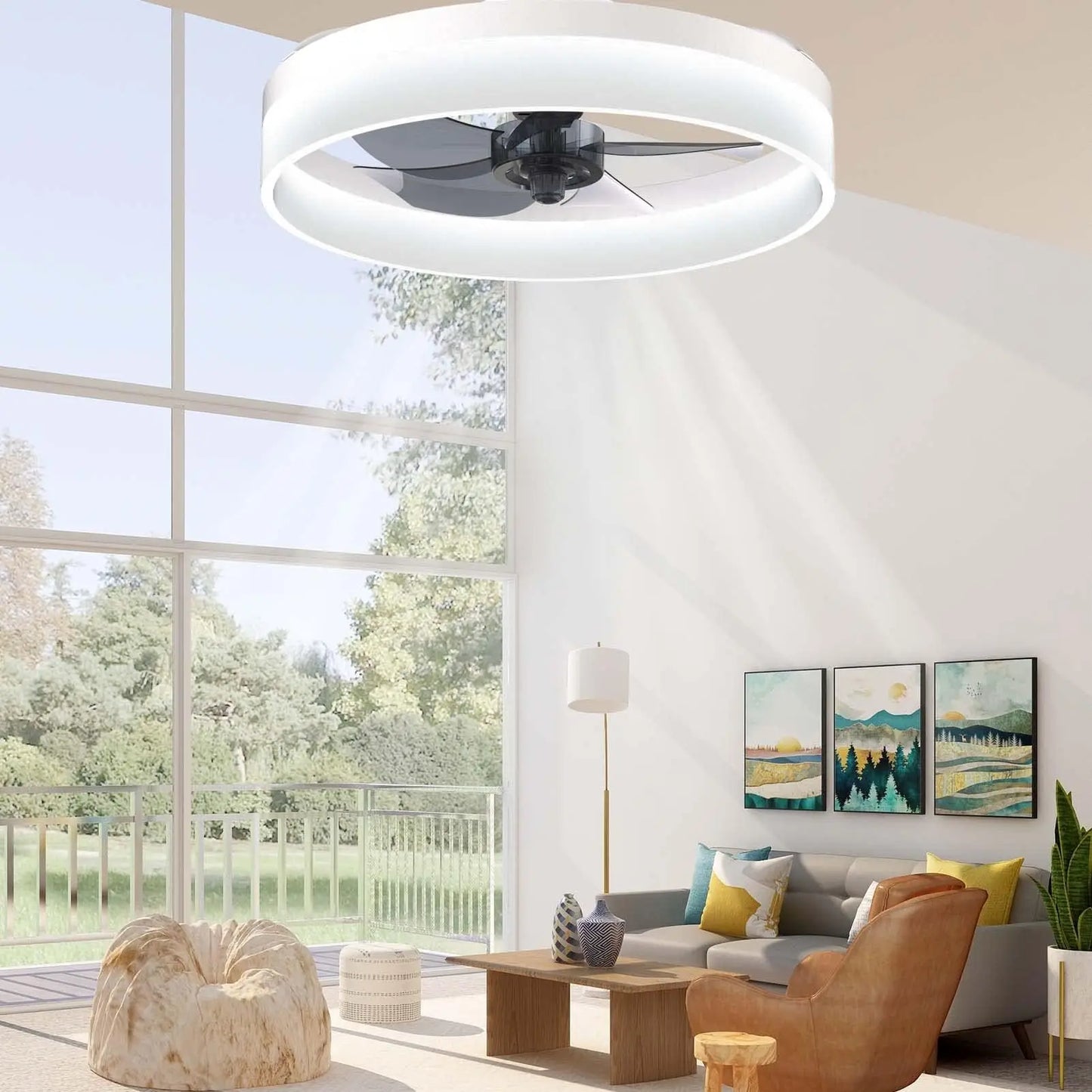 Simple LED Ceiling Fan Light Remote Control with Infinite Dimming 6 Levels of Wind Speed Living Room Bedroom chandelier fan