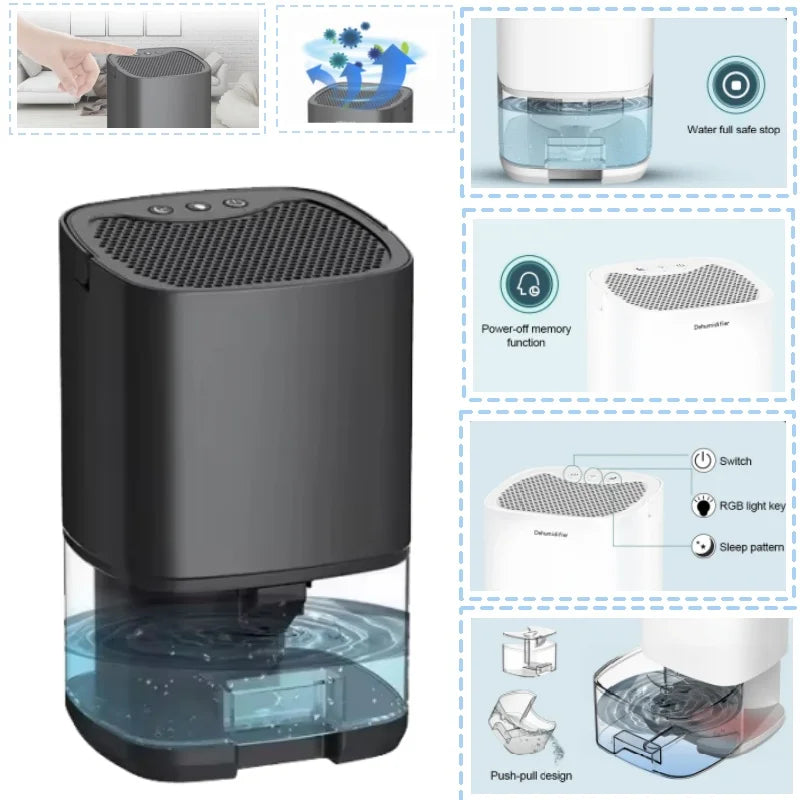 Smart Portable Air Purifier & Dehumidifier - Silent Multi-Function Home Air Treatment Device