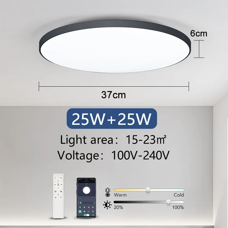 Smart LED Ceiling Light - Modern Dimmable with Remote Control
