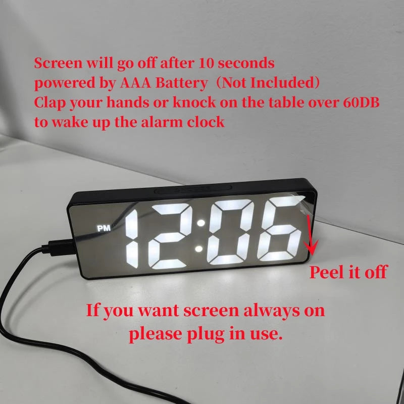 NieNie Digital LED Alarm Clock - Voice Control with Temperature Display