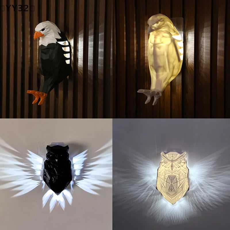 Eagle Wall Lamp – 3D Sculptural Night Light for Home Decor