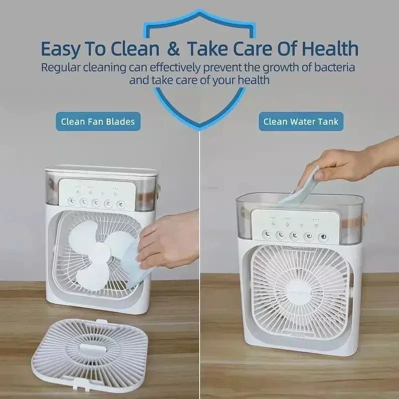 3-in-1 Portable Air Cooler - Mini Fan, Humidifier & LED Night Light