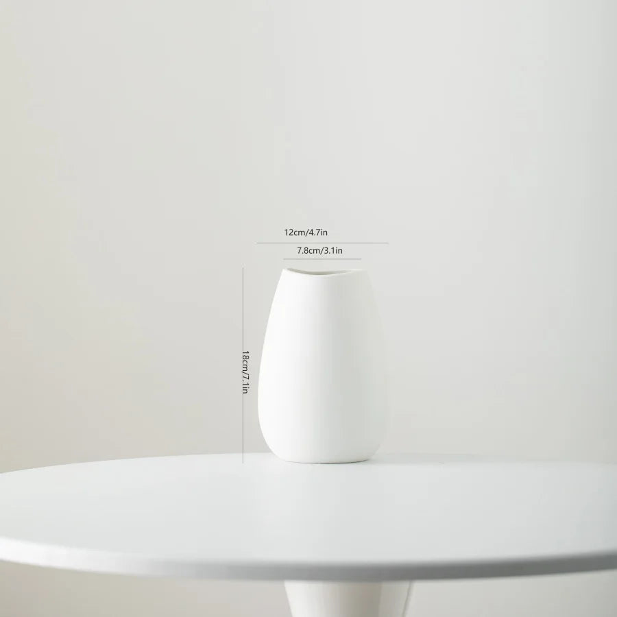 Elegant White Ceramic Vase - Modern Home Decor for Flower Arrangements
