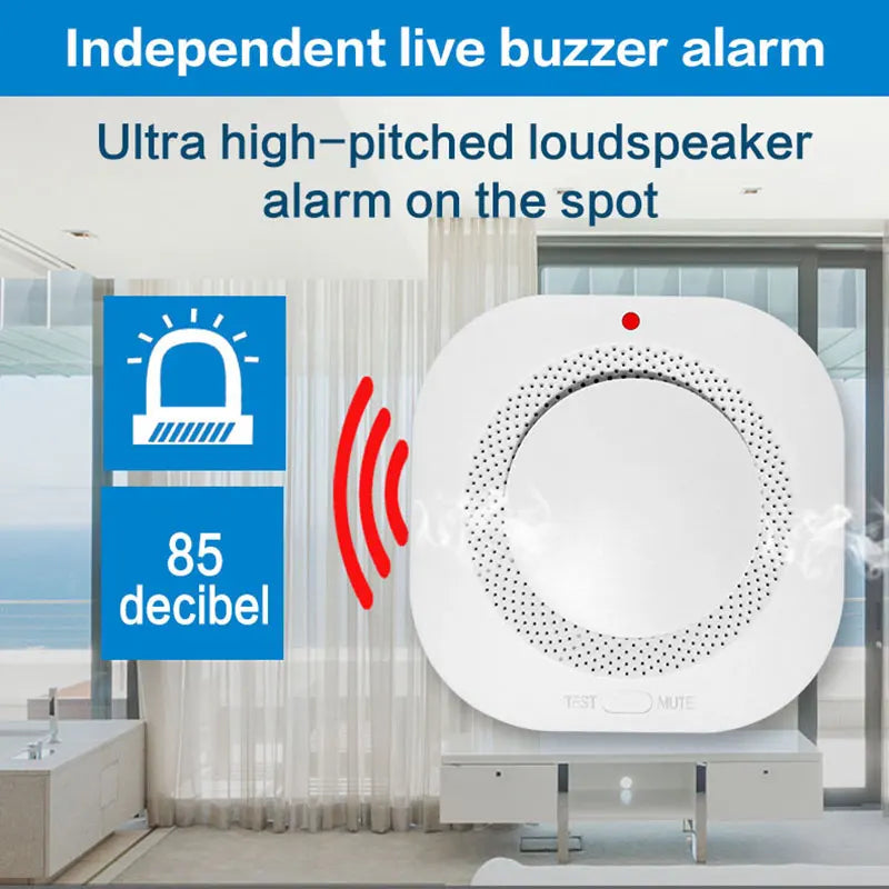 Smart Wireless Smoke Detector - Fire Alarm with 85dB Alert