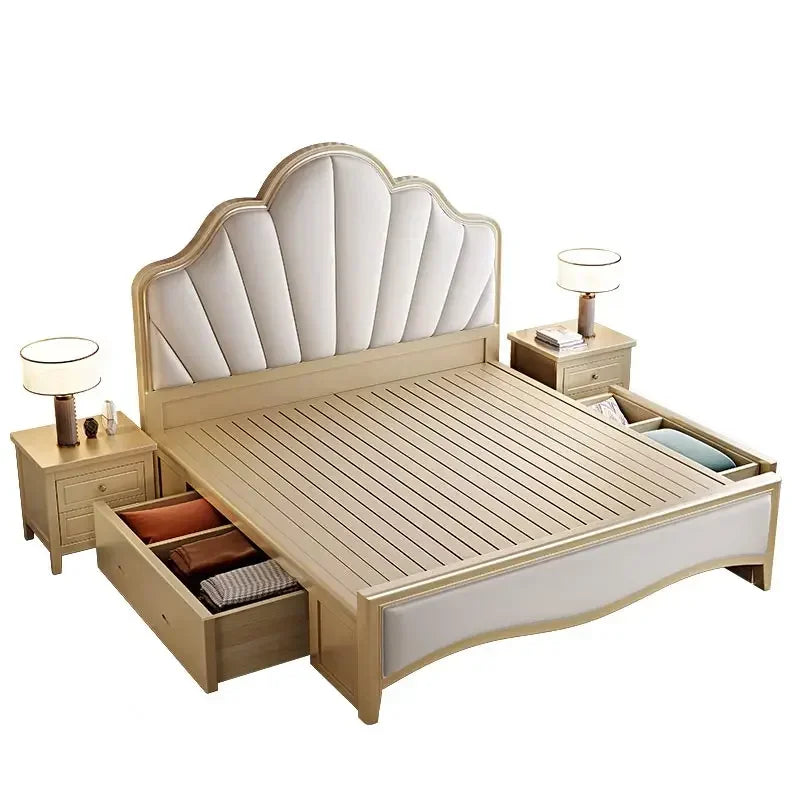 Design Double Bed Frame Sale Wooden Adult Modern Bases Bed Frames Bedroom Headboards Muebles De Dormitorio Home Furniture