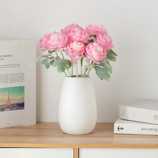 Elegant White Ceramic Vase - Modern Home Decor for Flower Arrangements