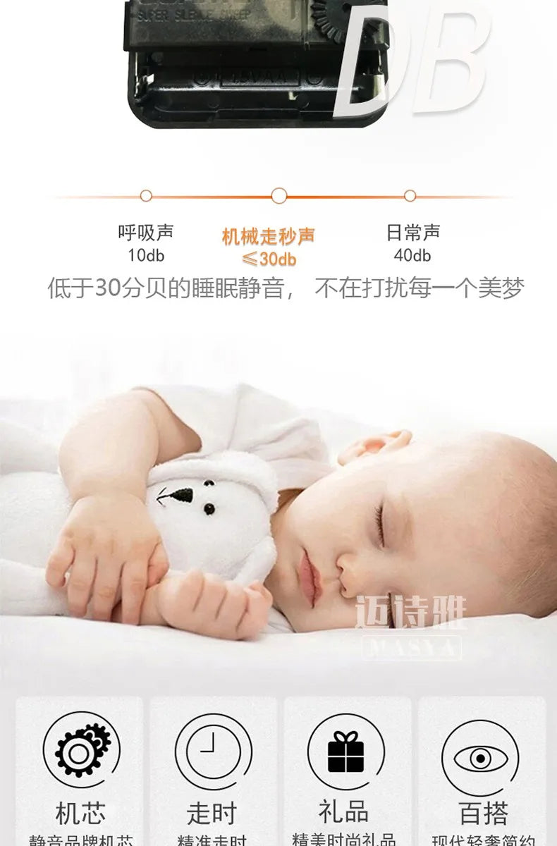 Unique Minimalist Wall Clock Night Light Unique Design Oversized Usa European Wall Clock Kitchen Modern Metal Horloge Decor