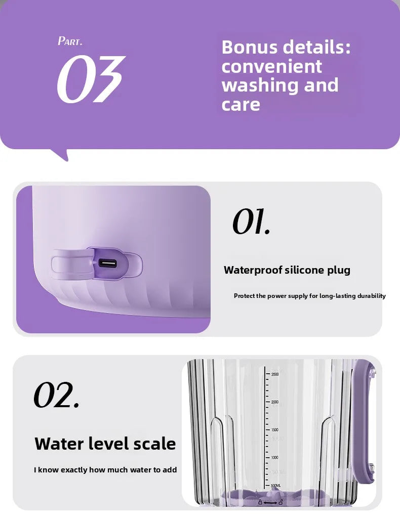 Mini Power Washer 7000 mAh USB Rechargeable for Travel Socks Underwear Underwear Wireless Portable Clothes Washing Cup 2.5L