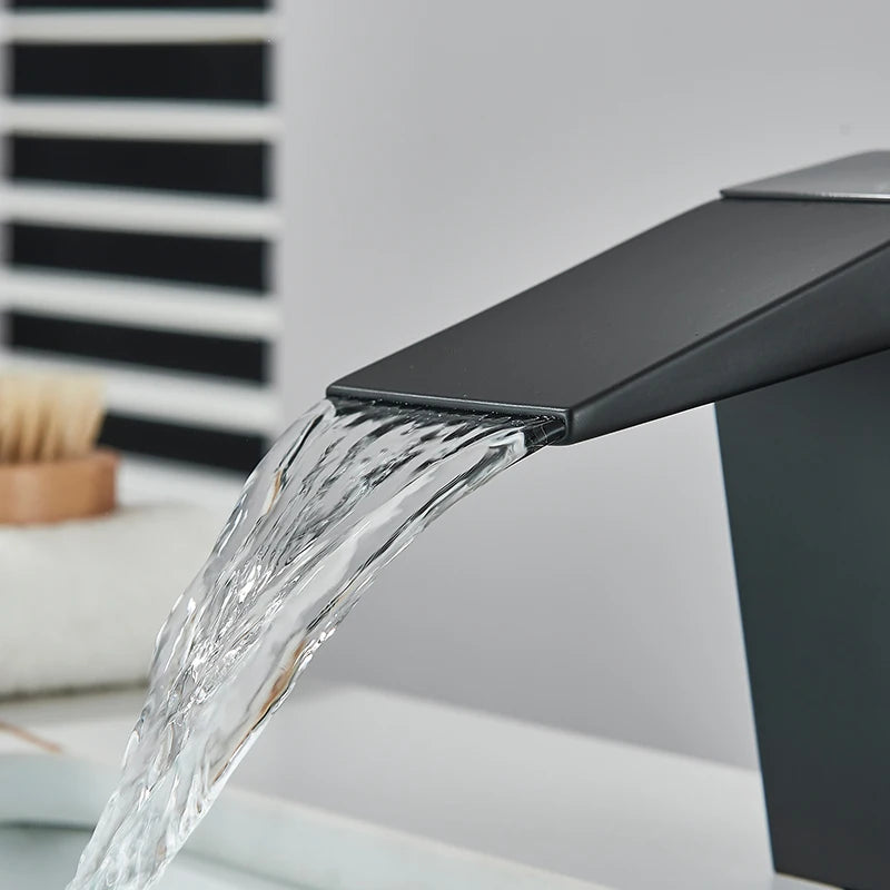 Smart Digital Display Basin Sink Faucet Hot Cold Water Temperature LED  Washbasin Waterfall Taps Bathroom Deck Mixers