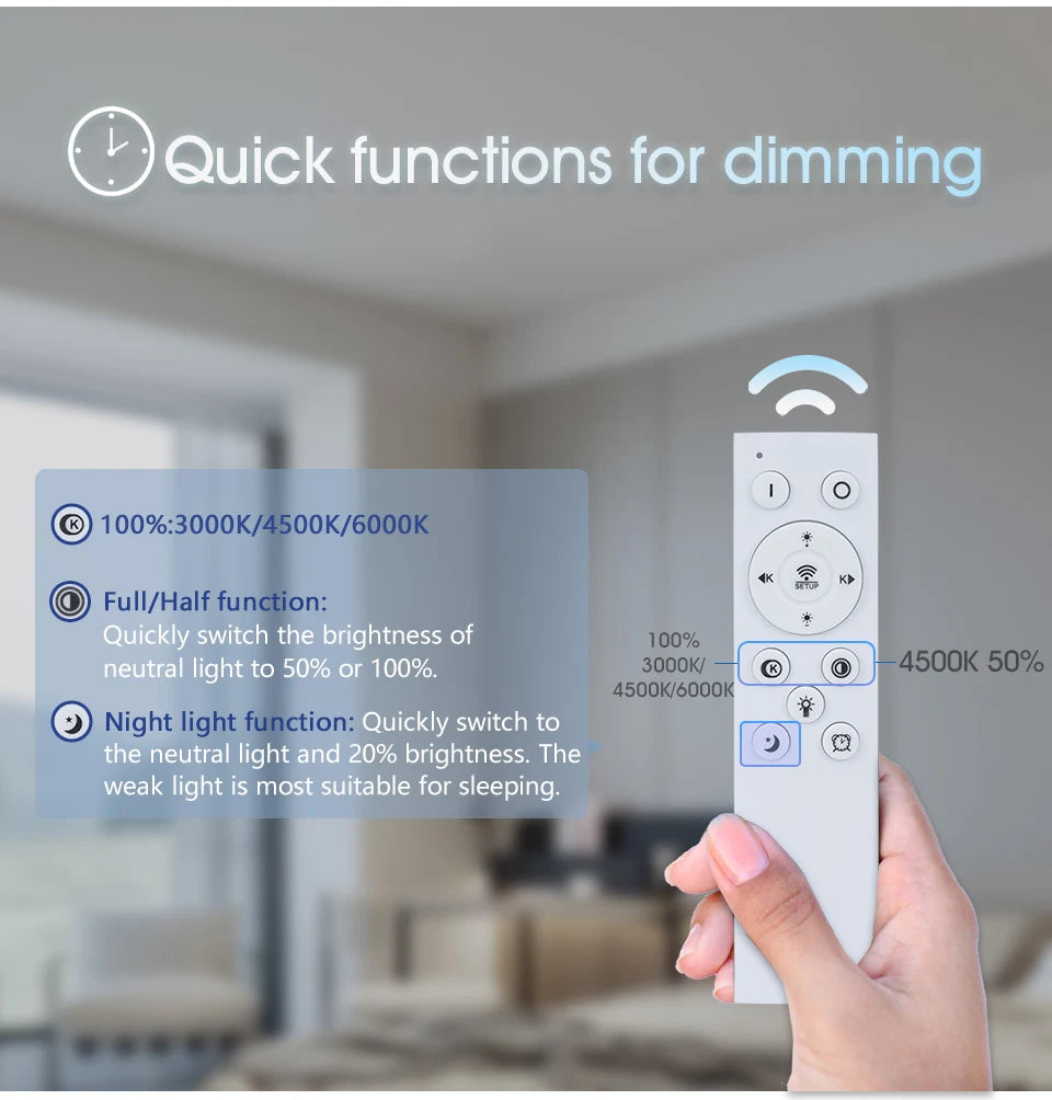 Smart LED Ceiling Light - Modern Dimmable with Remote Control