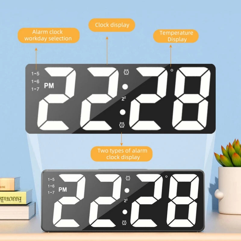 NieNie Digital LED Alarm Clock - Voice Control with Temperature Display