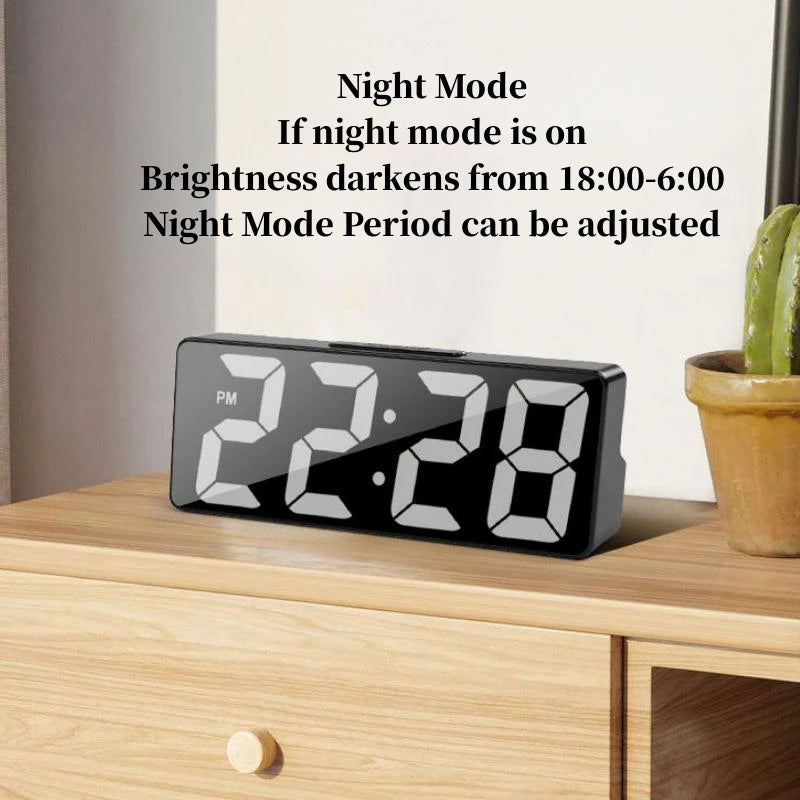 NieNie Digital LED Alarm Clock - Voice Control with Temperature Display