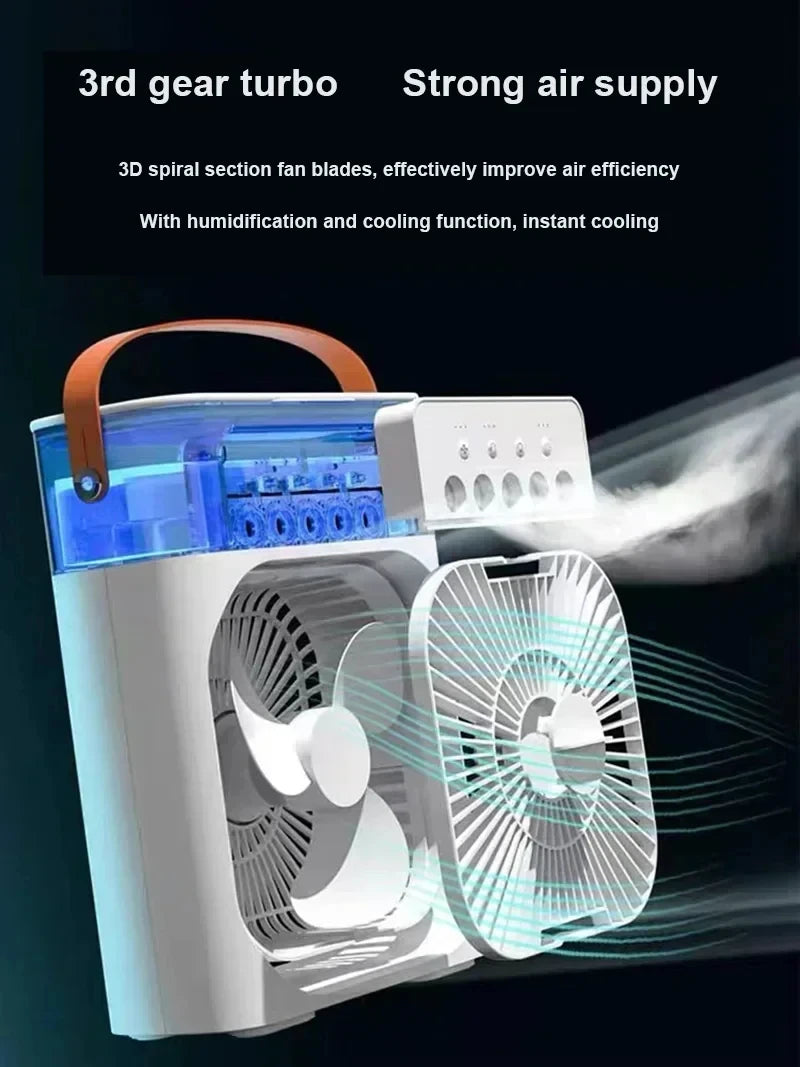 3-in-1 Portable Air Cooler - Mini Fan, Humidifier & LED Night Light