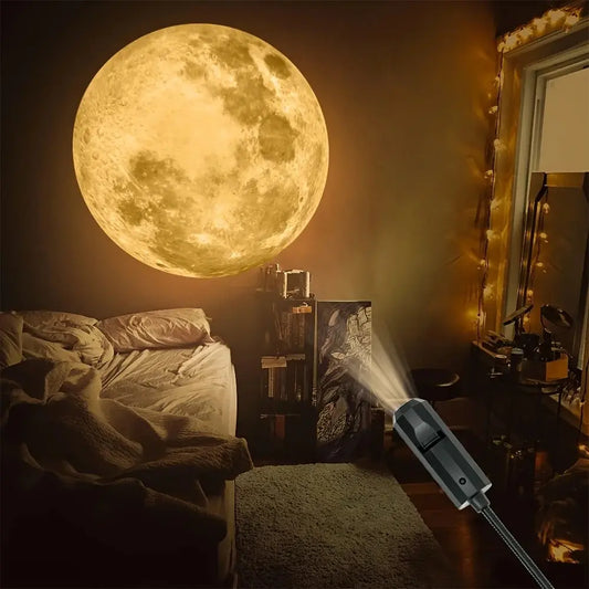 USB Moon & Earth Projection Night Light - Ceiling Atmosphere Projector