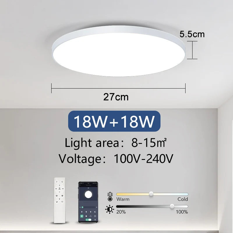 Smart LED Ceiling Light - Modern Dimmable with Remote Control