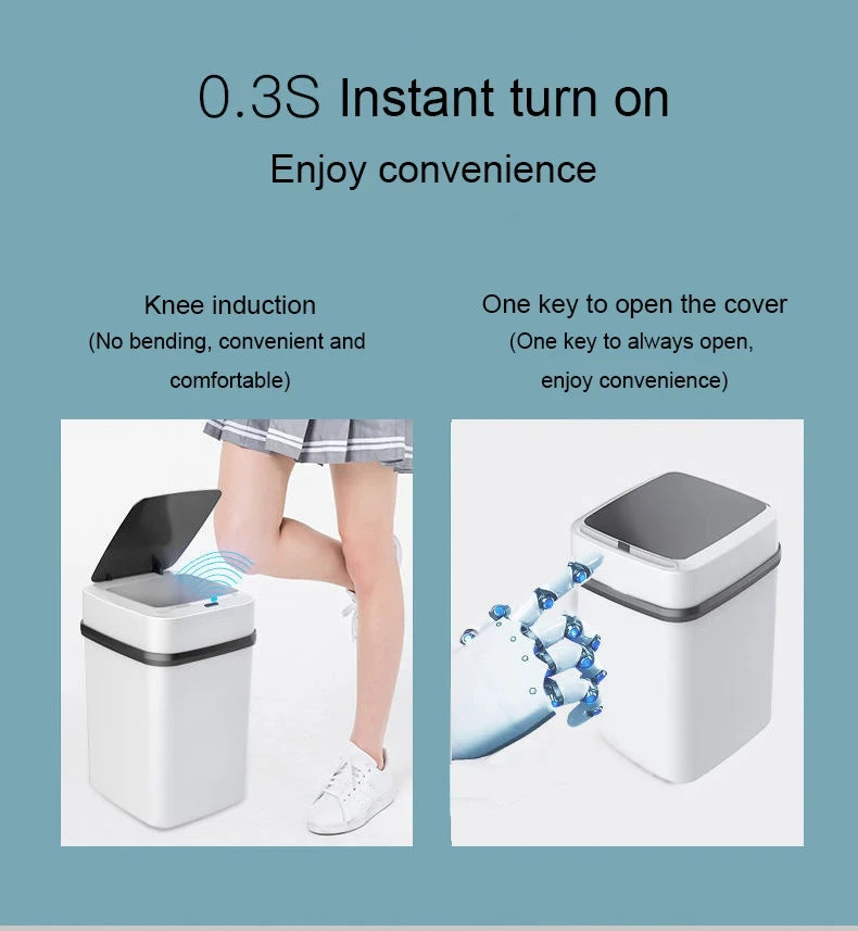 Smart Touchless Trash Can 13L - Motion Sensor Waste Bin