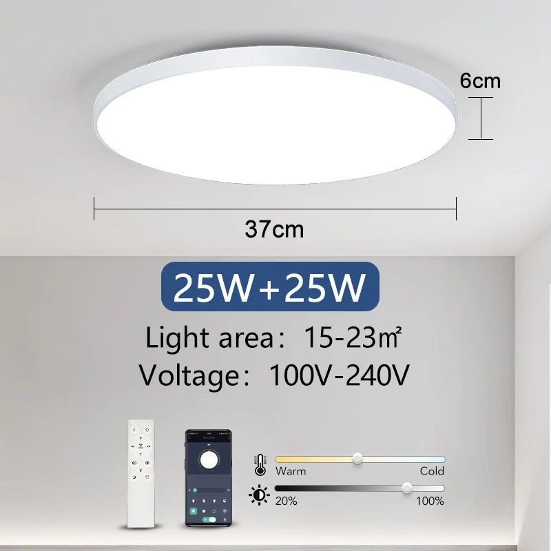 Smart LED Ceiling Light - Modern Dimmable with Remote Control